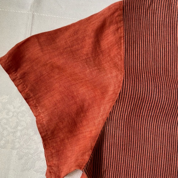 Burnt orange linen tunic/dress. lagenlook boho unique. Italy. Sz S - Picture 11 of 15